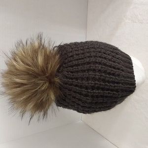 Kyi kyi Canada Faux Fur Beanie Hat Women's one size color green